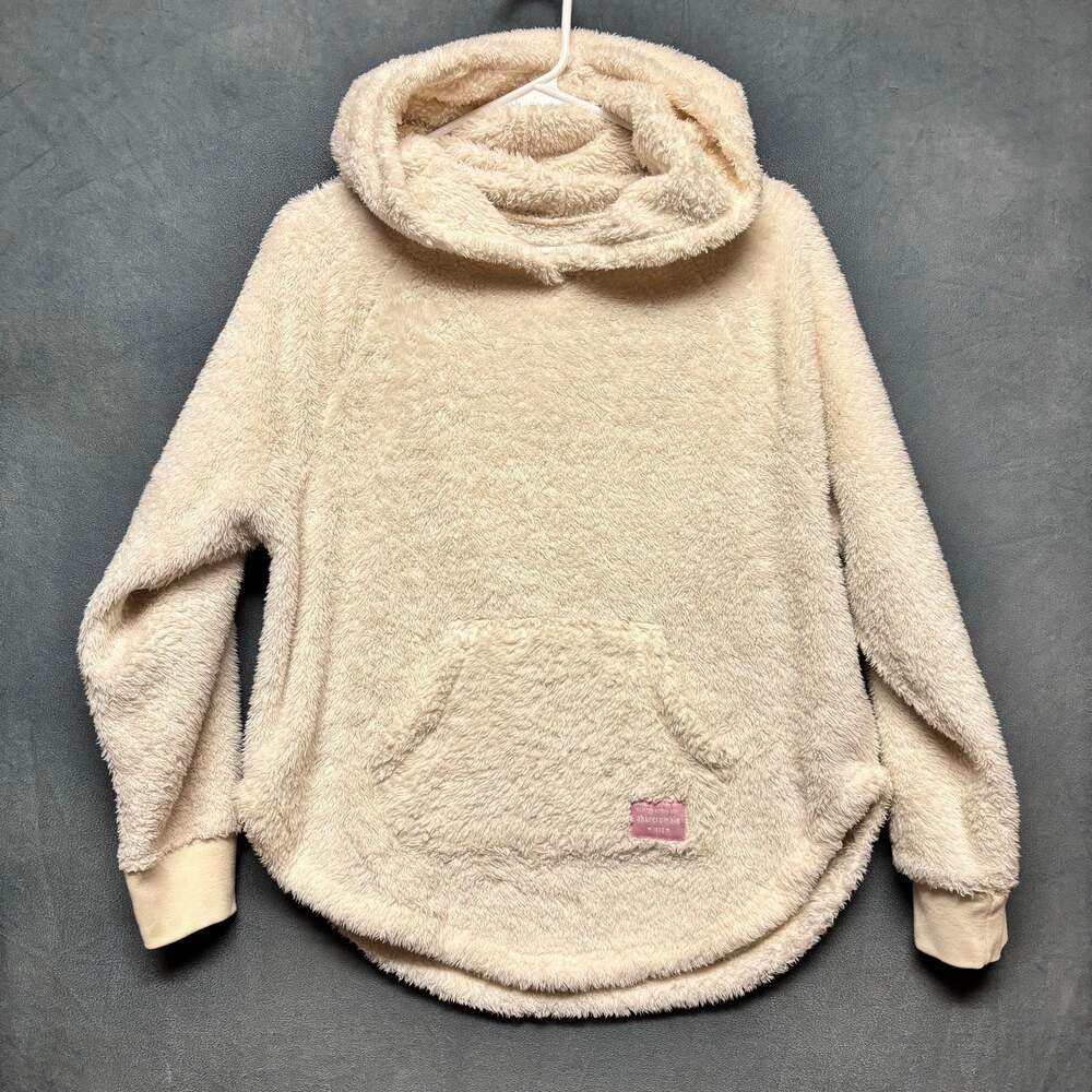 Abercrombie Kids Sherpa Fleece Hoodie 15/16 Cream Plush Cozy Pullover Girls